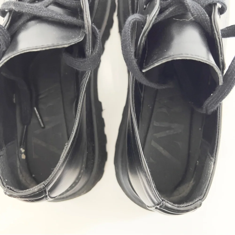 ZARA Black Chunky Lug Sole Oxford Shoes | Platform Lace-Up | EU 41 US 10